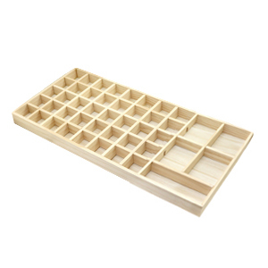 Jewellery display 45-compartments for various jewellery and jewellery cards Natural (natural wood colour)