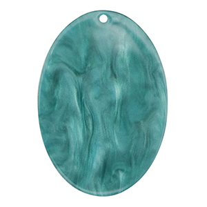 Resin pendants oval Petrol Blue