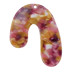 Resin pendants organic Pink-Purple Gold