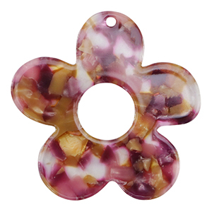Resin pendants flower Pink-Purple Gold