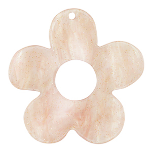 Resin pendants flower glitter Hortensia Pink