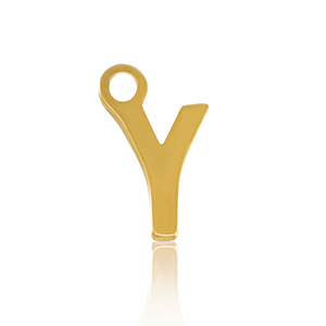 Stainless steel charms initial Y Gold