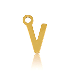 Stainless steel charms initial V Gold