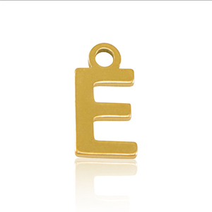 Stainless steel charms initial E Gold