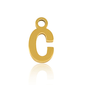 Stainless steel charms initial C Gold