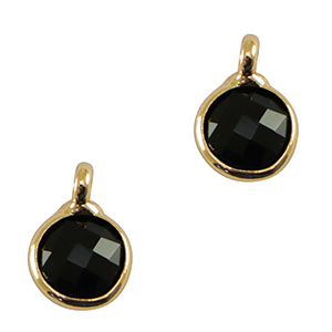 Crystal glass charms 7mm Black-Gold