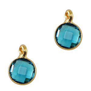Crystal glass charms 7mm Blue-Gold