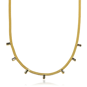 Stainless steel snake necklaces crystal Gold-Black