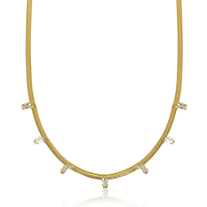 Stainless steel snake necklaces crystal Gold-Crystal