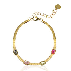 Stainless steel snake bracelets crystal Gold-Multicolour