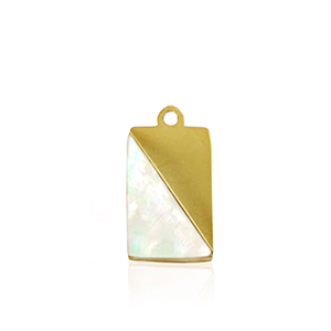 Stainless steel charms shell rectangle Gold-White (natural colour)