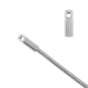 Stainless Steel findings end cap for belcher chain snake for chain snake &Oslash;1.7mm Silver
