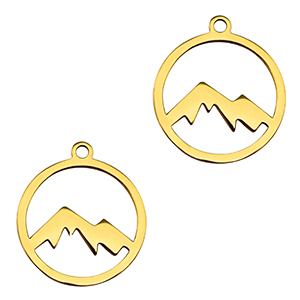 Stainless steel charms mountain Gold