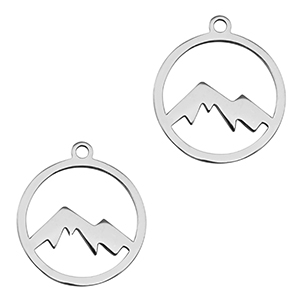 Stainless steel charms mountain Silver