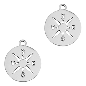 Stainless steel charms compass Silver