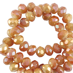 Top faceted beads 8x6mm disc Shiny Orange-Pearl Shine Coating