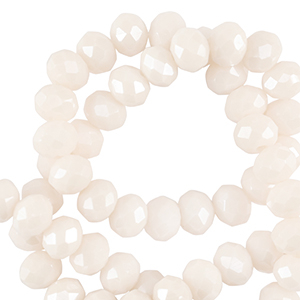 Top faceted beads 8x6mm disc Light Vanilla White-Pearl Shine Coating