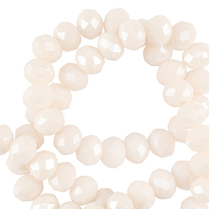 Top faceted beads 3x2mm disc Vanilla White-Pearl Shine Coating