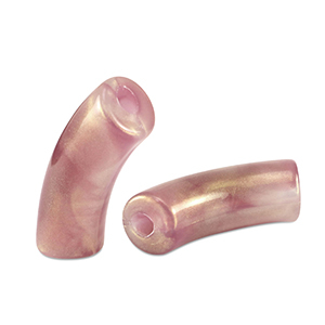 Acrylic tube beads shiny Golden Vintage Pink