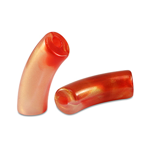 Acrylic tube beads shiny Golden Orange Red