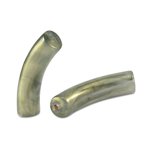 Acrylic tube beads shiny Golden Ash Green