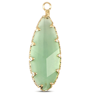 Crystal glass charms oval Apple Green-Gold