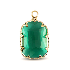 Crystal glass charms rectangle Classic Green-Gold