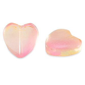 Glass beads heart Peach Pink