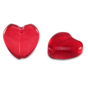 Glass beads heart Red