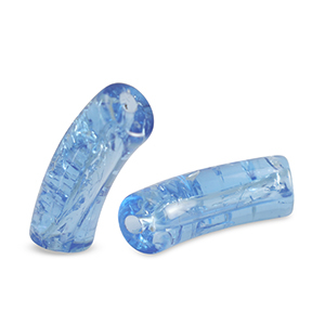 Acrylic tube beads crackled Carolina Blue