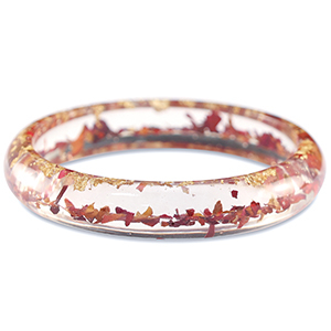 Ready-made Bracelets with dried flowers Burgundy Red-Gold
