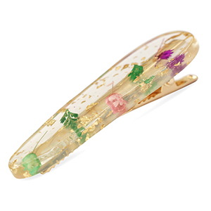 Hair accessories hairclips with dried flowers Purple Pink Green-gold