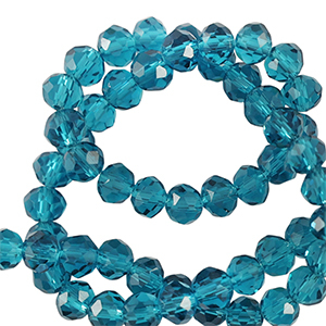 Top faceted beads 3x2mm disc Teal Blue