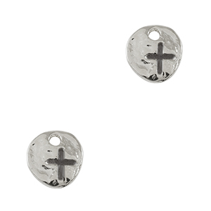 DQ European metal charms irregular cross Antique Silver (nickel free)