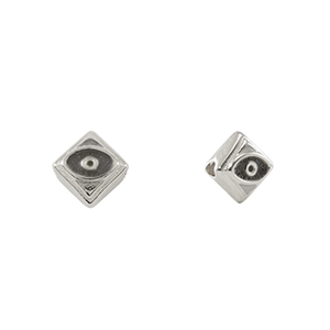 DQ European metal beads rhombus with eye Antique Silver (nickel free)