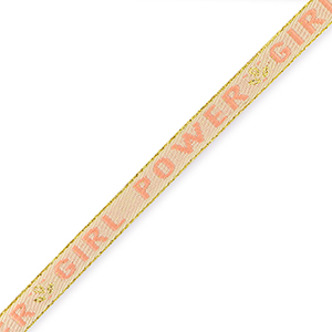 Ribbon text "girl power" Pale Pink-Blush Pink