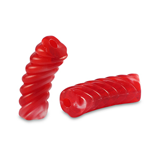 Acrylic tube beads twisted Transparent Red