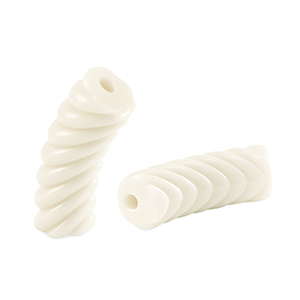 Acrylic tube beads twisted Off White