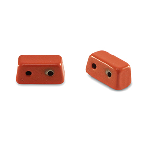 Tile beads rectangle Coral Red