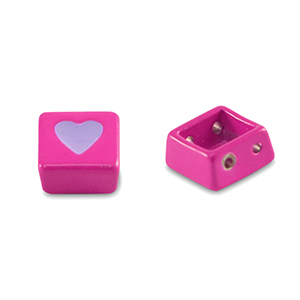 Tile beads square Magenta Pink-Paisley Purple