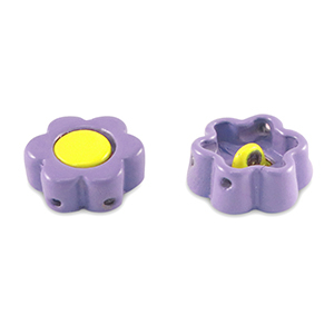 Tile beads flower Paisley Purple-Yellow