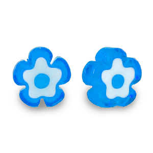 Millefiori beads flower Azure Turquoise Blue