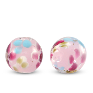 Glass beads 14mm Transparent-Pink