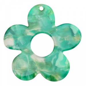 Resin pendants flower Turquoise-Green