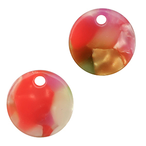 Resin pendants 12mm Multicolor Pink-Green