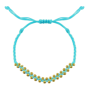 Ready-made Bracelets stainless steel beads Blue-Gold