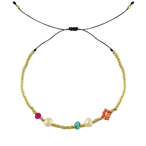 Ready-made Bracelets mixed beads Pink-Blue-Gold