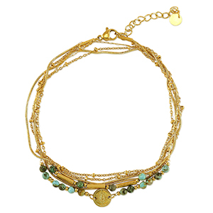 Stainless steel anklets stone Gold-Green