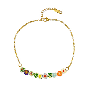 Stainless steel bracelets millefiori Gold-Multicolour