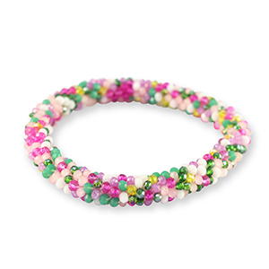 Top faceted bracelet Multicolour White-Pink